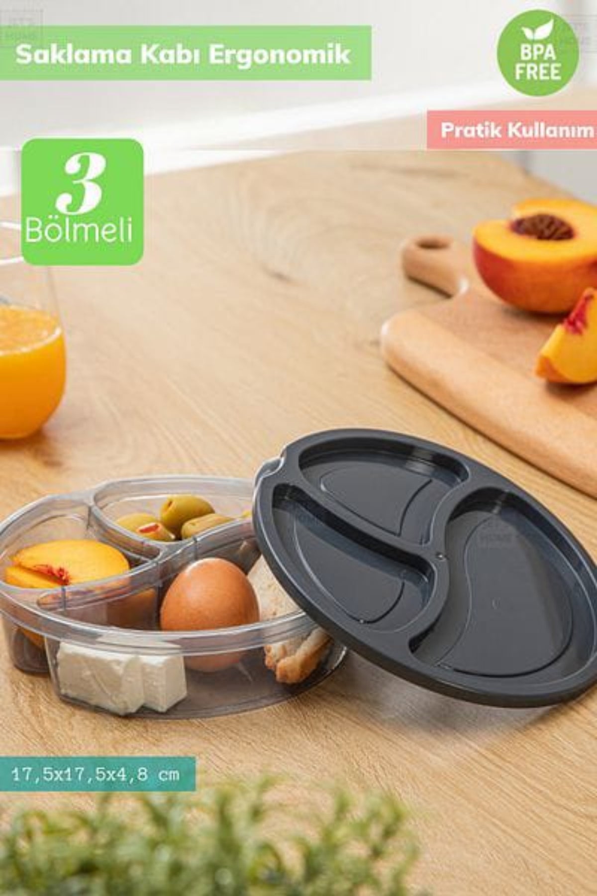 Zidello Food Container (Lunch Box) with 3-side partition – A practical lunch box featuring three separate compartments to organize different foods. Airtight and durable, this container keeps meals fresh and secure, perfect for work, school, or picnics.

